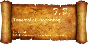 Temesvári Domonkos névjegykártya